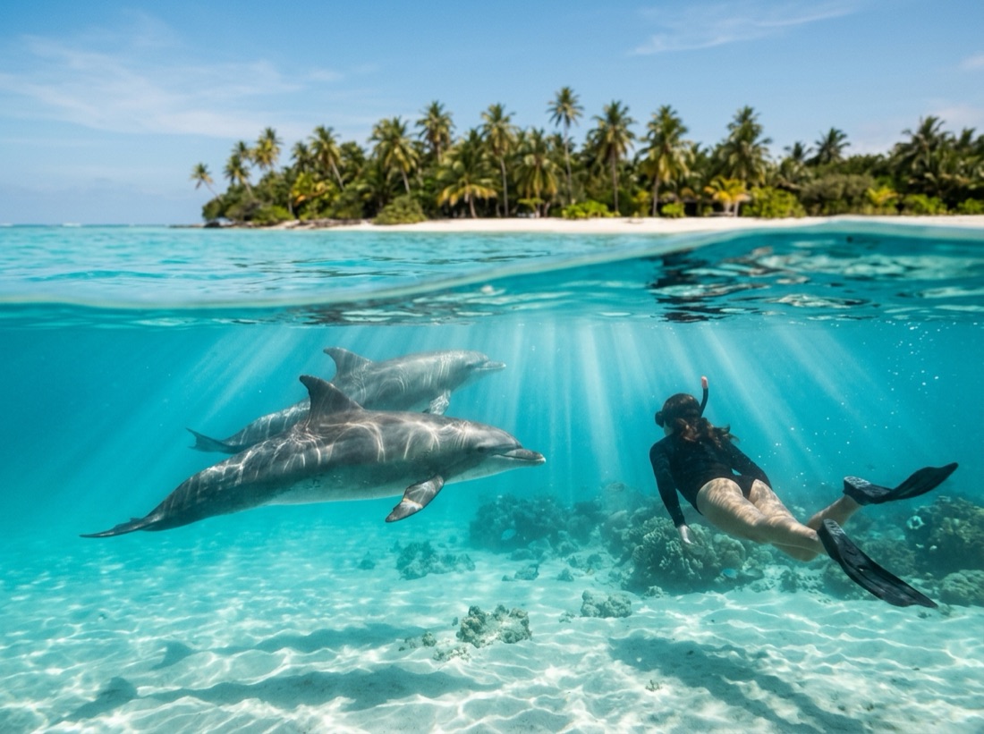 Swimming with dolphins